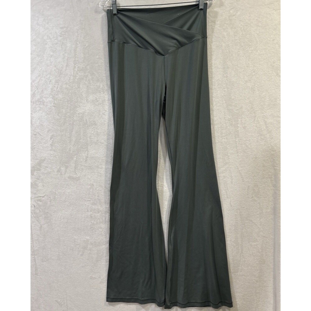 OFFLINE By Aerie Real Me High Waisted Crossover Flare Leggings Green XL Long